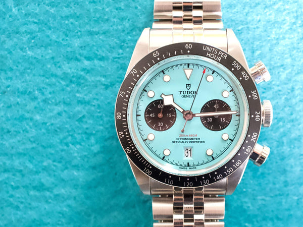 SOLDOUT: Tudor Blackbay 79360N 41MM Chronograph FLAMINGO BLUE Turquoise Dial Like New Box Papers 2025