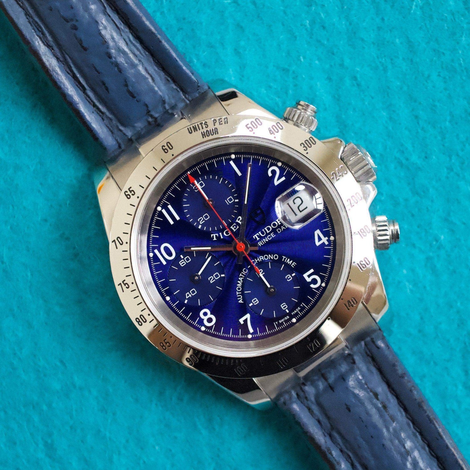 SOLDOUT: Tudor Prince Date 79280P 39MM Automatic Chronograph Blue Dial Tudor Box