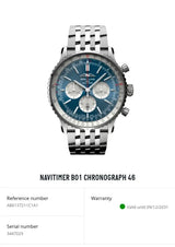 SOLDOUT: Breitling Navitimer 1 B01 AB0137 46MM Automatic Chronograph Mint Factory Warranty Box Papers 2023