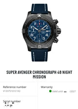 SOLDOUT: Breitling Super Avenger V13375 48MM Chronograph Night Mission Titanium Blue Dial Automatic Box Papers 2025