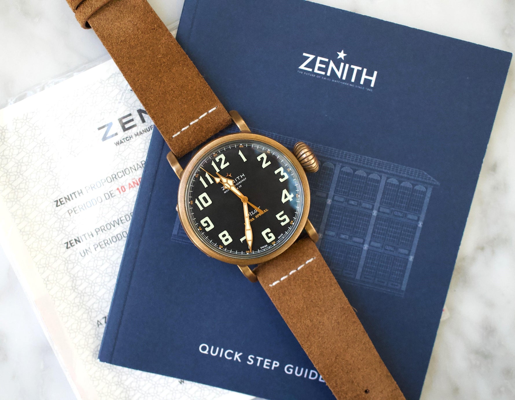 Zenith Pilot Type 20 Extra Special Bronze 29.2430.679 45MM Arabic Numeral Markers Black Bronze Box Automatic - WearingTime Luxury Watches
