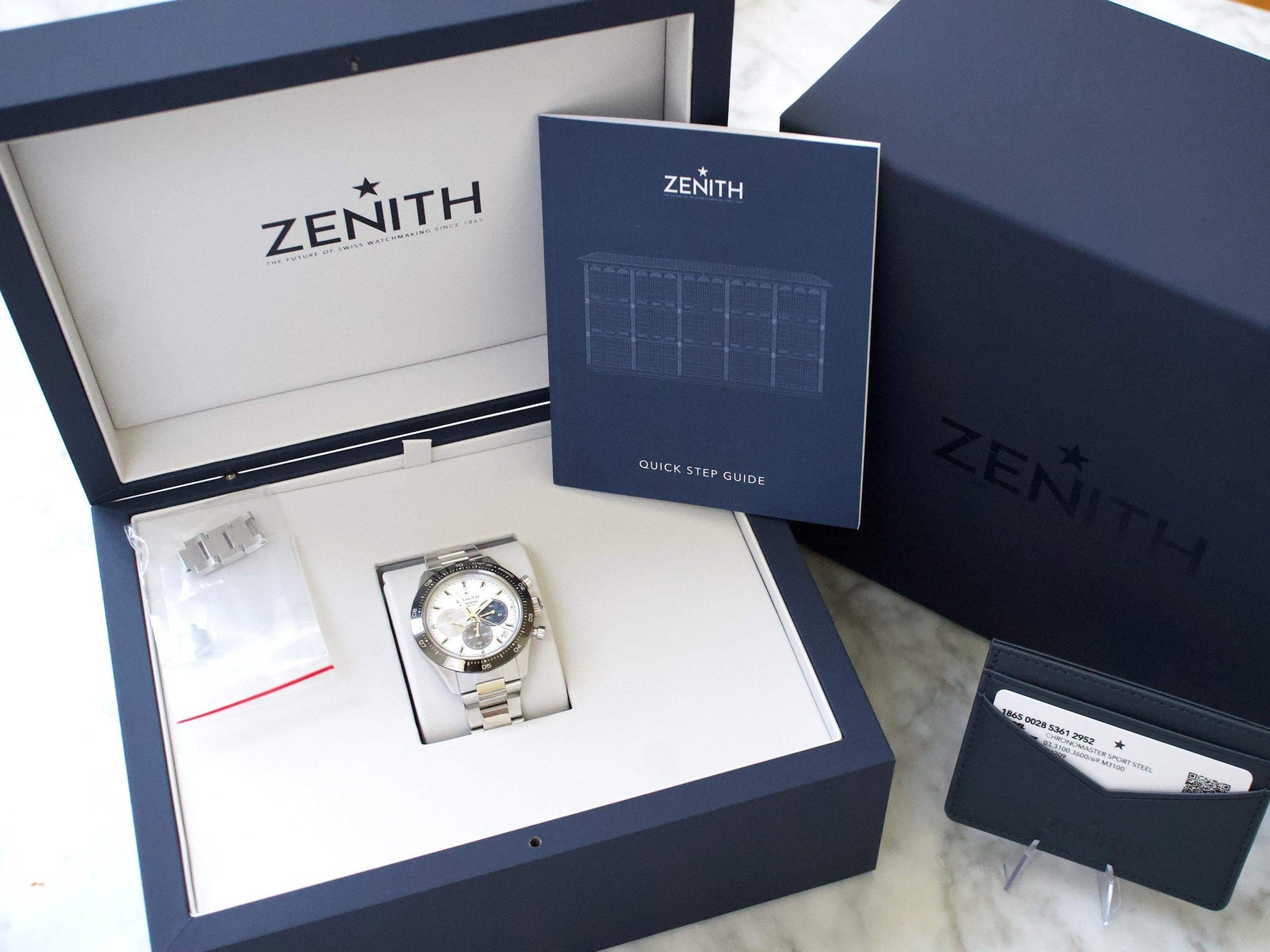 Zenith El Primero Chronomaster Sport 03.3100.3000169.M3100 41mm White Panda Box Papers CERAMIC Chronograph - WearingTime Luxury Watches
