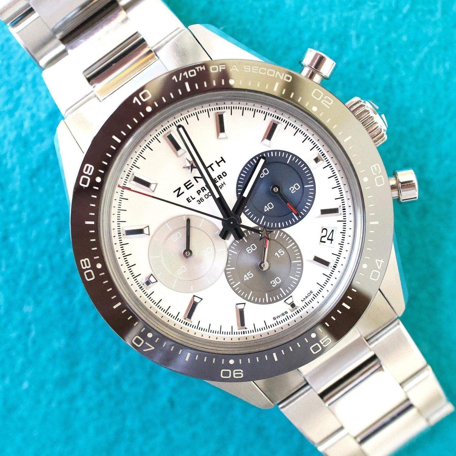Zenith El Primero Chronomaster Sport 03.3100.3000169.M3100 41mm White Panda Box Papers CERAMIC Chronograph - WearingTime Luxury Watches