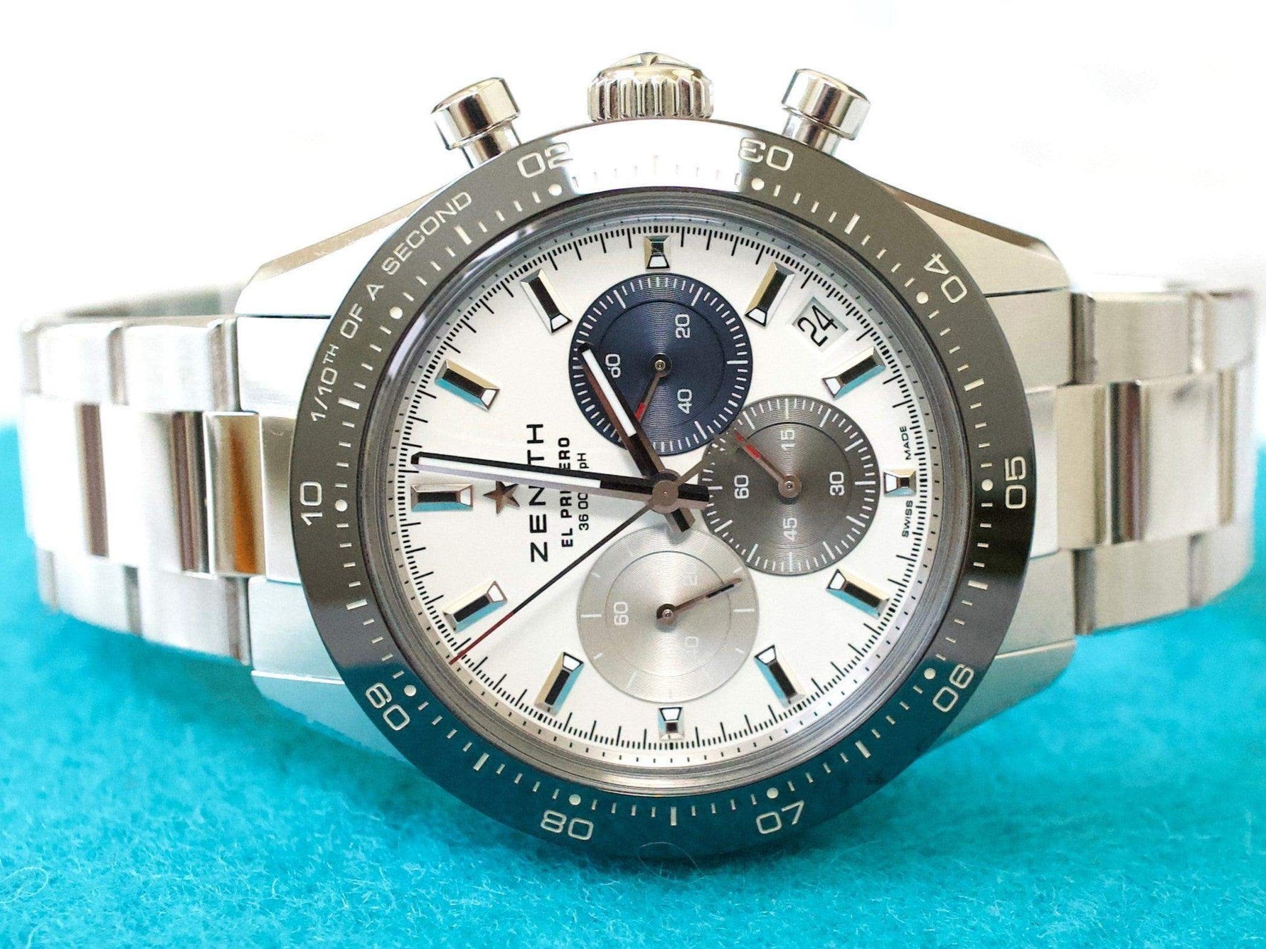 Zenith El Primero Chronomaster Sport 03.3100.3000169.M3100 41mm White Panda Box Papers CERAMIC Chronograph - WearingTime Luxury Watches