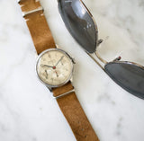 SOLDOUT: Benrus Sky Chief 38MM Vintage Manual Wind White Dial Chronograph