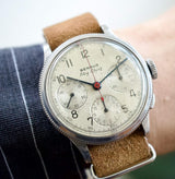 SOLDOUT: Benrus Sky Chief 38MM Vintage Manual Wind White Dial Chronograph