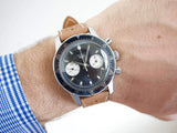SOLDOUT: Heuer Autavia 7763C 40MM Vintage Racing Chronograph Black Steel 1968 Serviced 2024