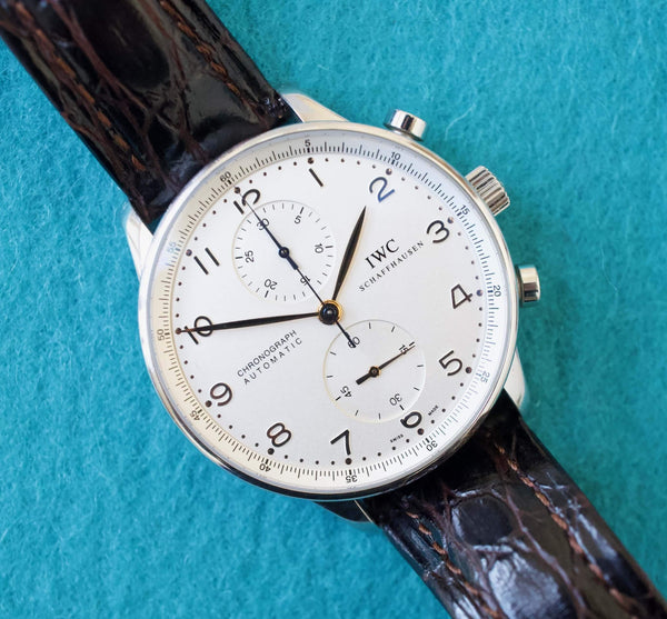 SOLD OUT: IWC Portuguese IW371445 40MM White Dial Chronograph Box and Papers
