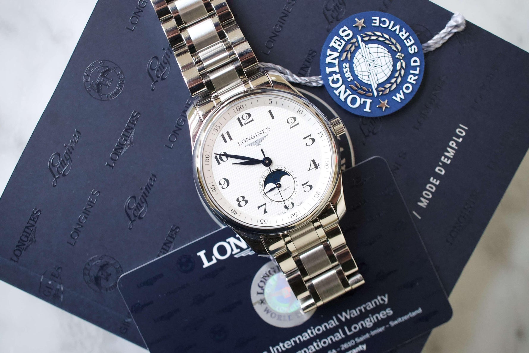 Longines L2.909.4.78.6 40MM Master Collection Moonphase Steel Box Papers Like New - WearingTime Luxury Watches