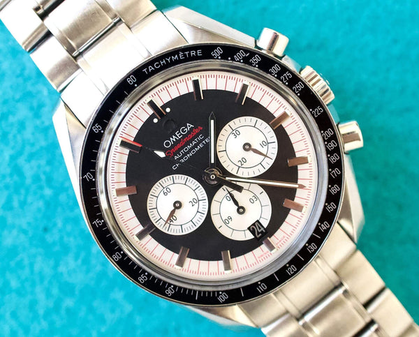 SOLDOUT: Omega Speedmaster 42MM Automatic Chronograph Panda Steel Box Papers Schumaker Limited 35075100