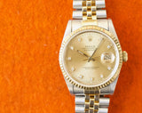 SOLDOUT: Rolex Datejust 16233 36MM Factory Diamond Two Tone Jubilee Quickset Box