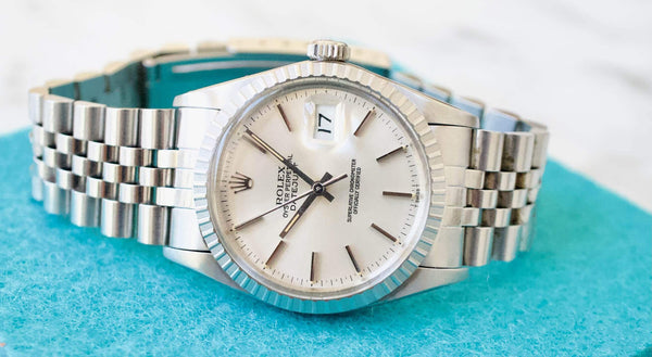SOLDOUT: Rolex Datejust 36MM 16030 Automatic Silver Dial Steel Jubilee Bracelet Box 1984