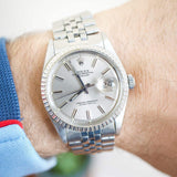 SOLD OUT: 1978 Rolex Datejust 1603 36MM Ghost/Grey Dial FACTORY SERVICE Box CARD Engine Turned