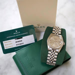 SOLD OUT: 1978 Rolex Datejust 1603 36MM Ghost/Grey Dial FACTORY SERVICE Box CARD Engine Turned - WearingTime Luxury Watches