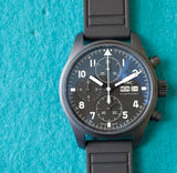 SOLD OUT: 41MM IWC PILOT’S WATCH CHRONOGRAPH TRIBUTE TO 3705 2021 BOX AND PAPERS Ceratanium AUTOMATIC