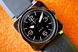 SOLD OUT: Bell & Ross Aviation BR 03-92 42MM Date, Ceramic Black Steel, Cermaic Box Automatic 2007