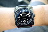 SOLD OUT: Bell & Ross Aviation BR 03-92 42MM Date, Ceramic Black Steel, Cermaic Box Automatic 2007