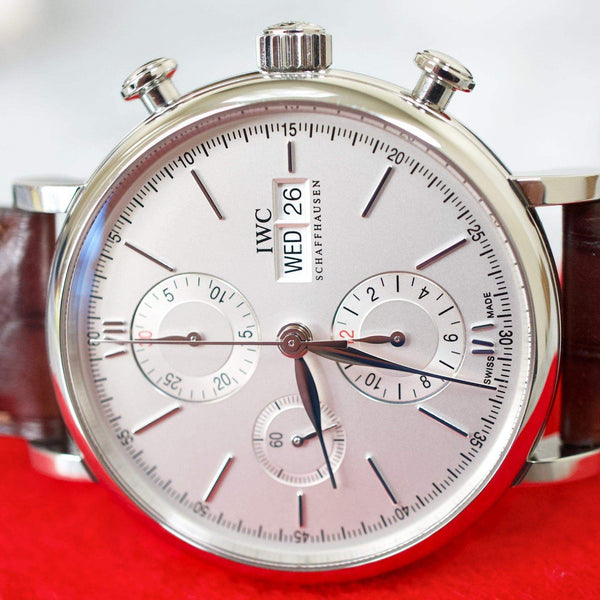 SOLD OUT: IWC Portofino Chronograph IW391007 42MM Day Date Chronograph Silver Steel Papers Automatic 2017