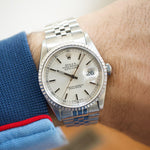 SOLD OUT: Rolex Datejust 16220 36MM Quickset Jubilee Engine-Turned 3135 Silver Steel Box 1999 - WearingTime Luxury Watches