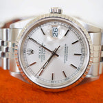SOLD OUT: Rolex Datejust 16220 36MM Quickset Jubilee Engine-Turned 3135 Silver Steel Box 1999 - WearingTime Luxury Watches