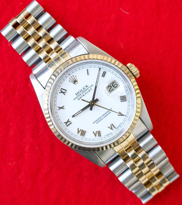 SOLD OUT: Rolex Datejust 16233 36MM Jubilee White Dial with Box and Papers