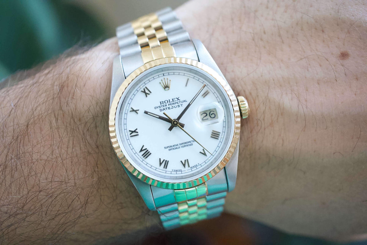 SOLD OUT: Rolex Datejust 16233 36MM Jubilee White Dial with Box and Papers - WearingTime Luxury Watches