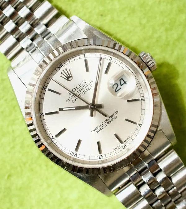 SOLD OUT: Rolex Datejust 16234 36MM Quickset Jubilee 18K Gold Fluted 3135 Steel Box and Papers 2001 "HONDA"