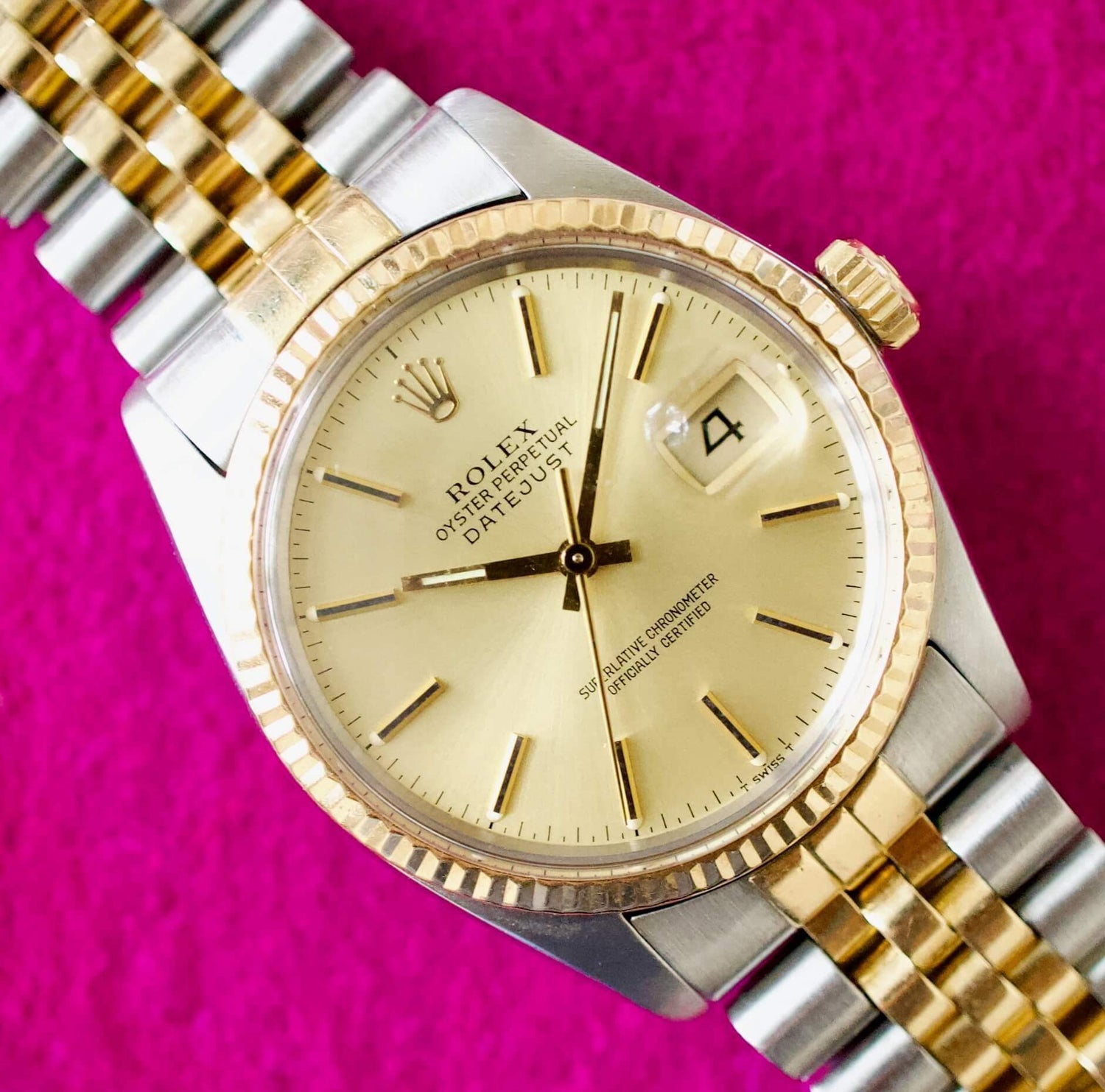 SOLD OUT: Rolex Datejust 36MM 16013 Automatic Jubilee Two Tone Champagne Box - WearingTime Luxury Watches