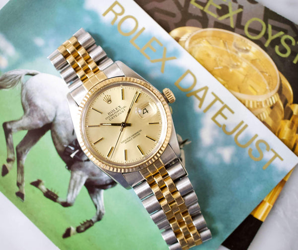 SOLD OUT: Rolex Datejust 36MM 16013 Automatic Jubilee Two Tone Champagne Box