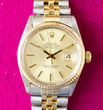 SOLD OUT: Rolex Datejust 36MM 16013 Automatic Jubilee Two Tone Champagne Box - WearingTime Luxury Watches