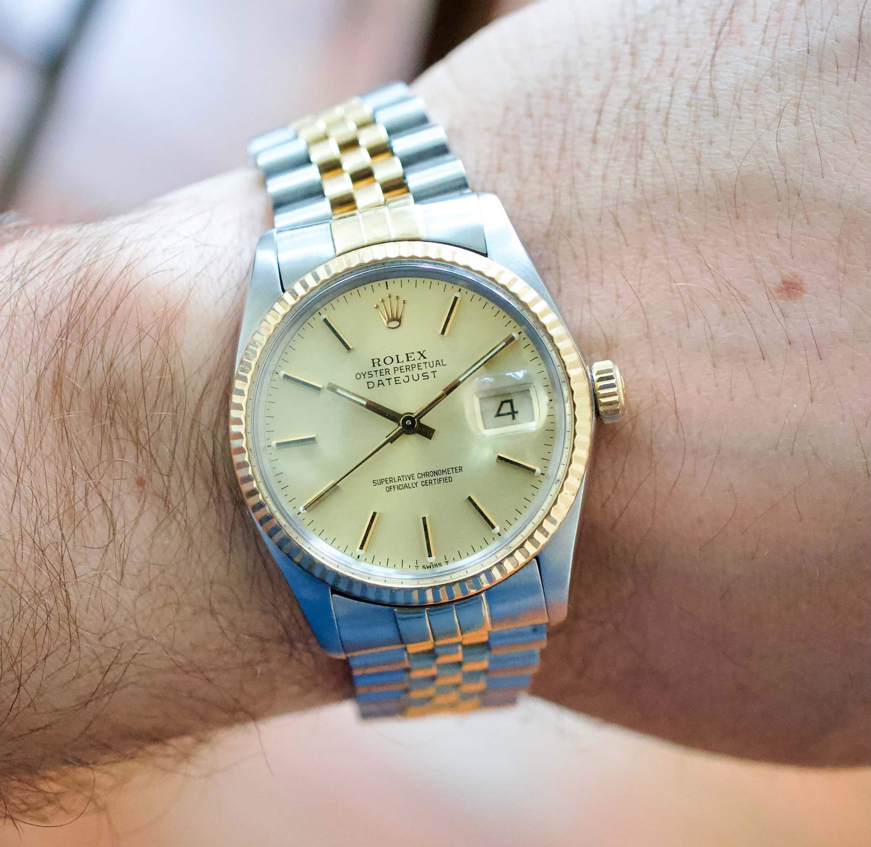 SOLD OUT: Rolex Datejust 36MM 16013 Automatic Jubilee Two Tone Champagne Box - WearingTime Luxury Watches