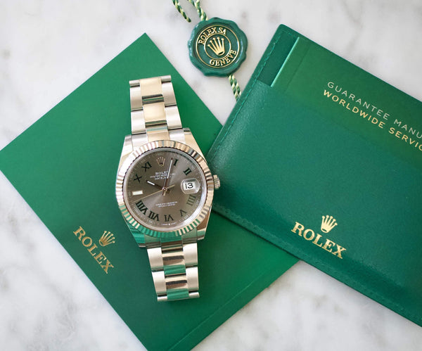 SOLD OUT: Rolex Datejust 41 Wimbeldon 126334 Box and Papers 2022 18K Bezel