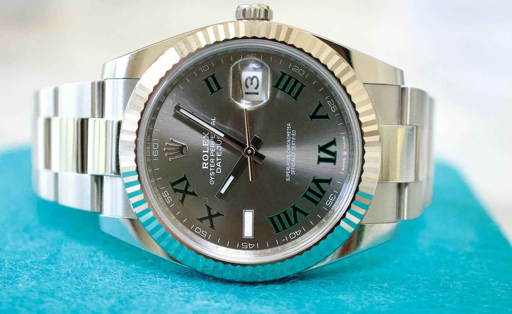 SOLD OUT: Rolex Datejust 41 Wimbeldon 126334 Box and Papers 2022 18K Bezel - WearingTime Luxury Watches