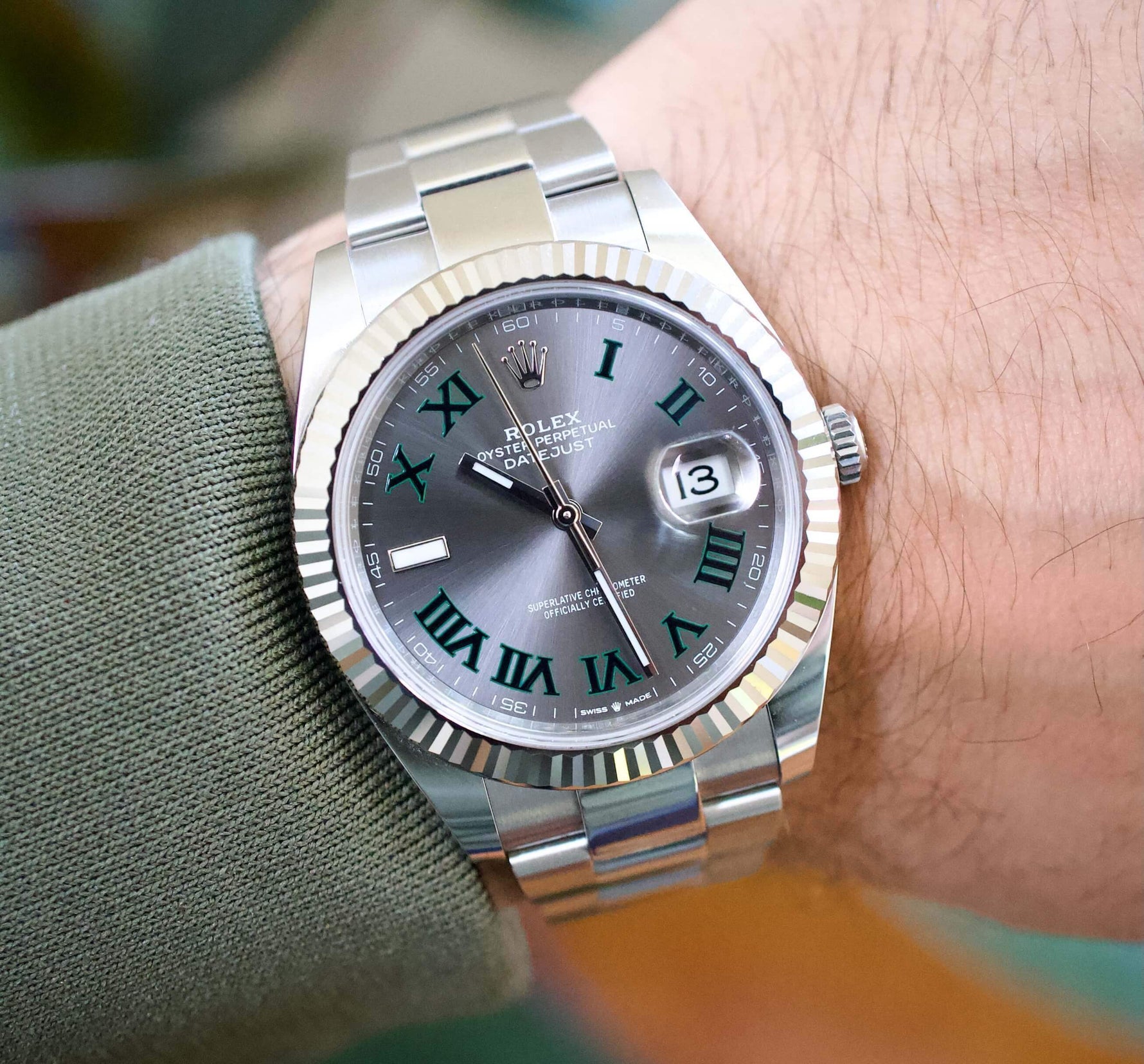 SOLD OUT: Rolex Datejust 41 Wimbeldon 126334 Box and Papers 2022 18K Bezel - WearingTime Luxury Watches