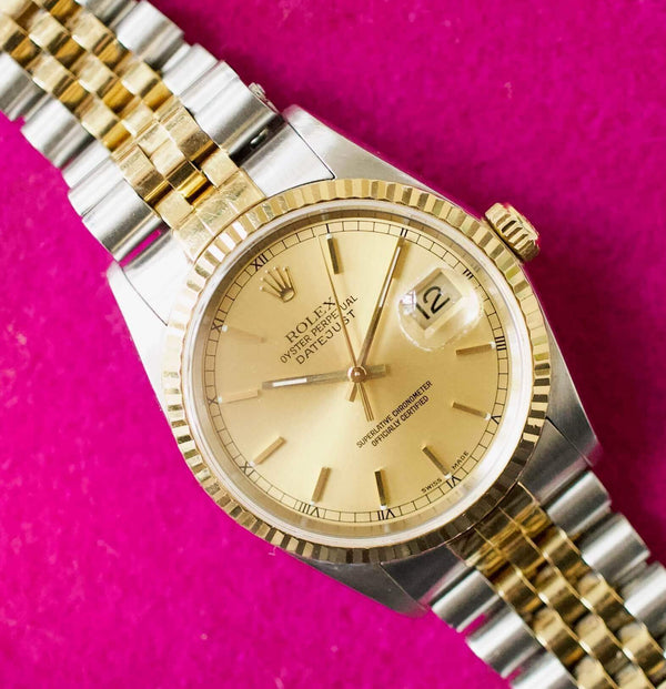 SOLD OUT: Rolex Datejust Two Tone 18K Gold 36MM BOX AND PAPERS 2002 16233 Jubilee
