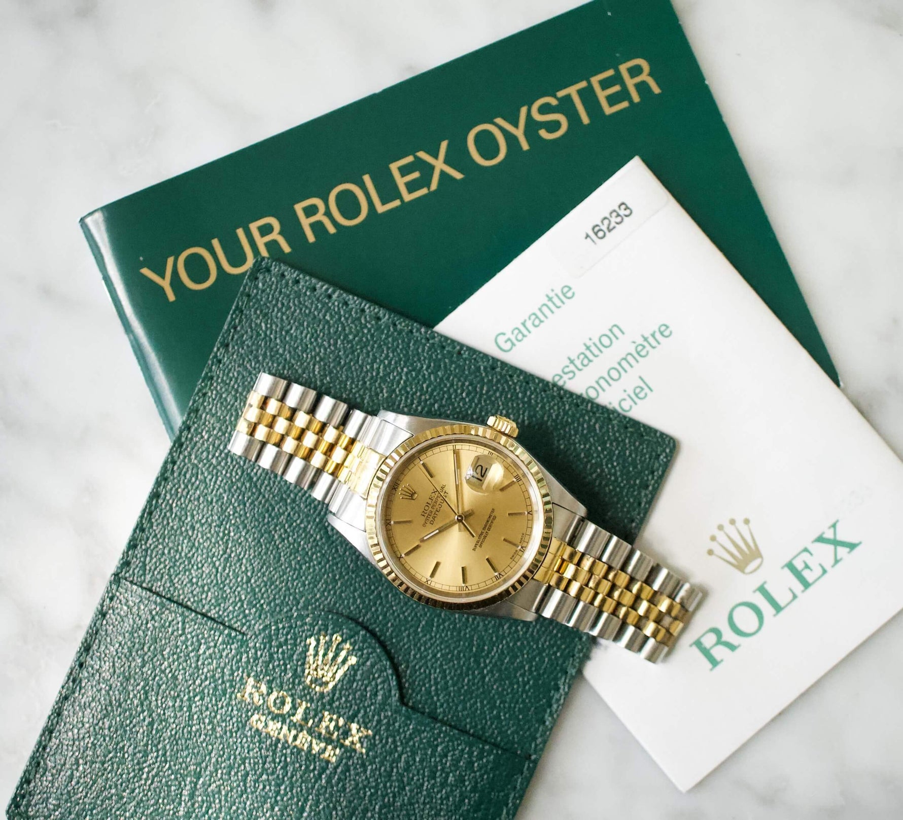 SOLD OUT: Rolex Datejust Two Tone 18K Gold 36MM BOX AND PAPERS 2002 16233 Jubilee - WearingTime Luxury Watches