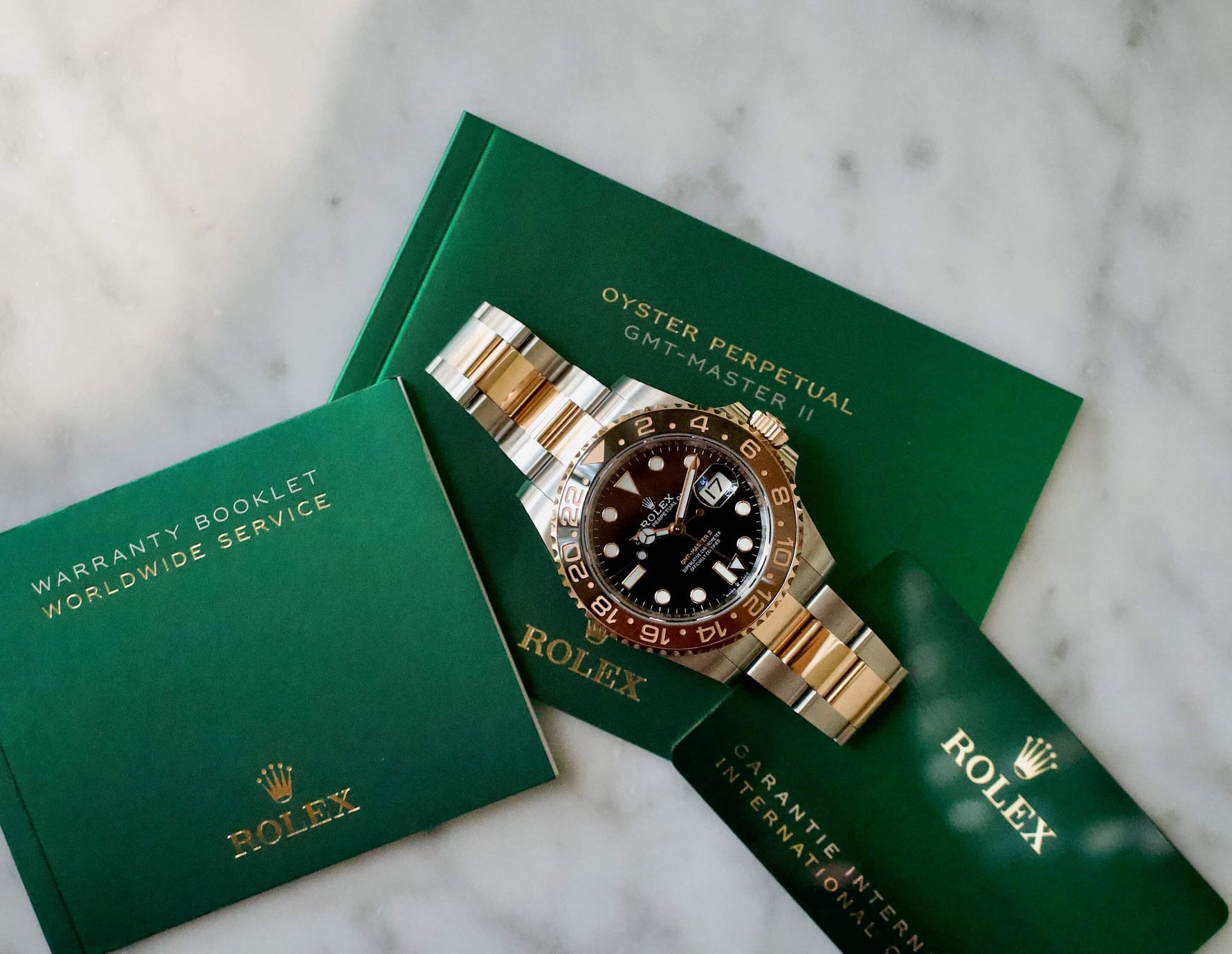 SOLD OUT: Rolex GMT-Master II ROOT BEER Two Tone 18K Gold and