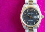 SOLD OUT: Rolex Oyster Perpetual Date 1500 34MM Date Black Two Tone Box Automatic 1970 - WearingTime Luxury Watches