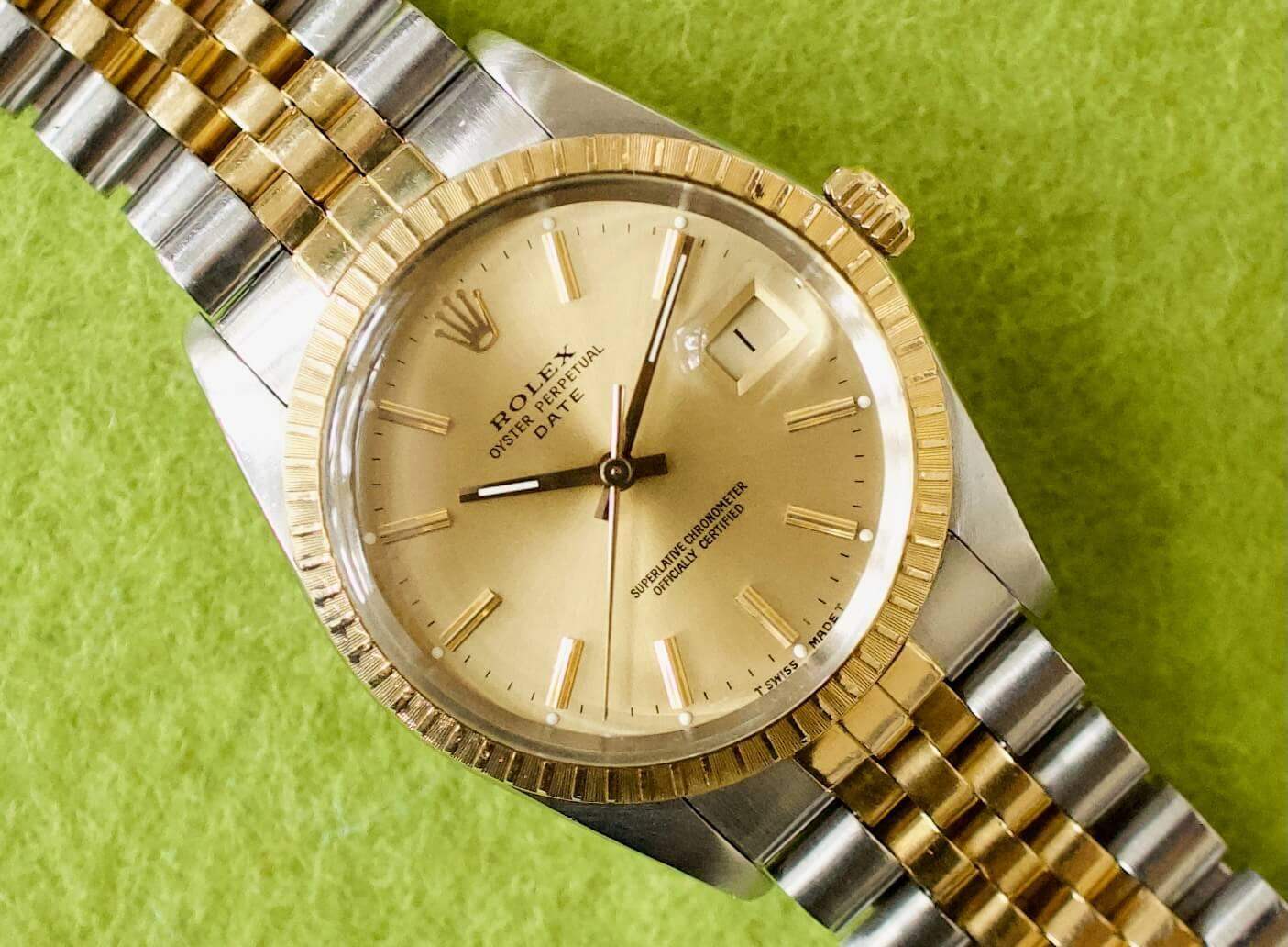 SOLD OUT: Rolex Oyster Perpetual DATE 34MM Jubilee Two Tone 18K Box and Papers 15053 Auto - WearingTime Luxury Watches