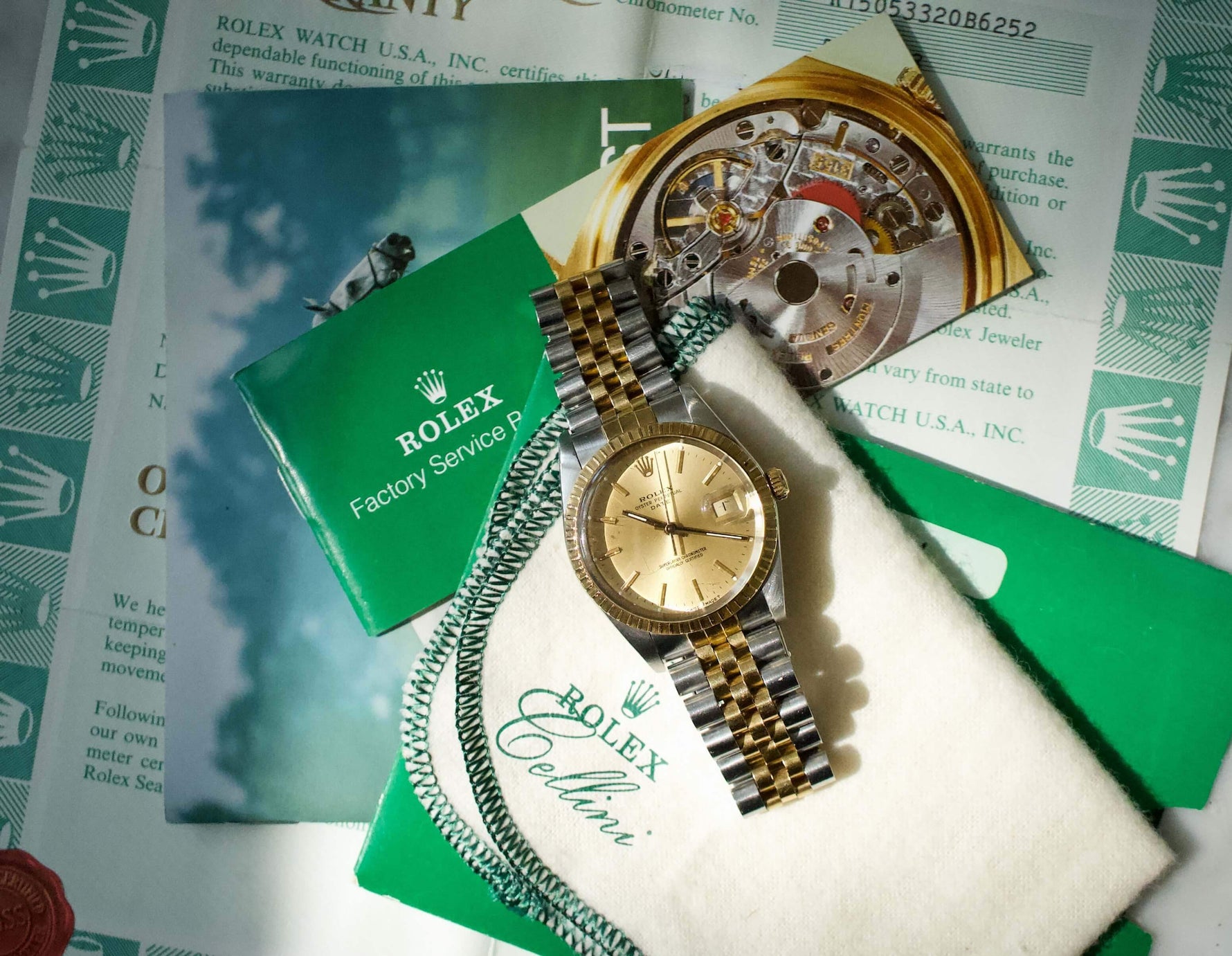 SOLD OUT: Rolex Oyster Perpetual DATE 34MM Jubilee Two Tone 18K Box and Papers 15053 Auto - WearingTime Luxury Watches