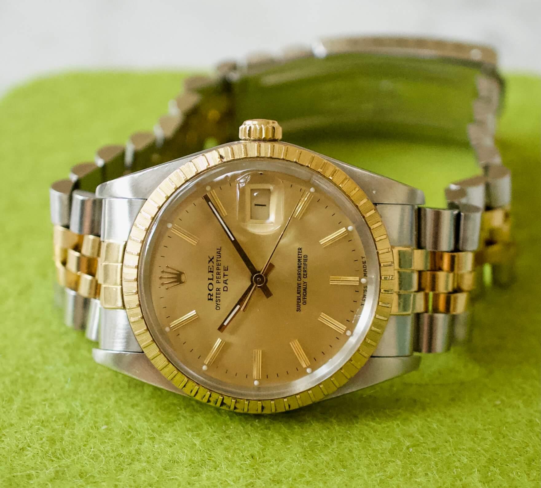SOLD OUT: Rolex Oyster Perpetual DATE 34MM Jubilee Two Tone 18K Box and Papers 15053 Auto - WearingTime Luxury Watches