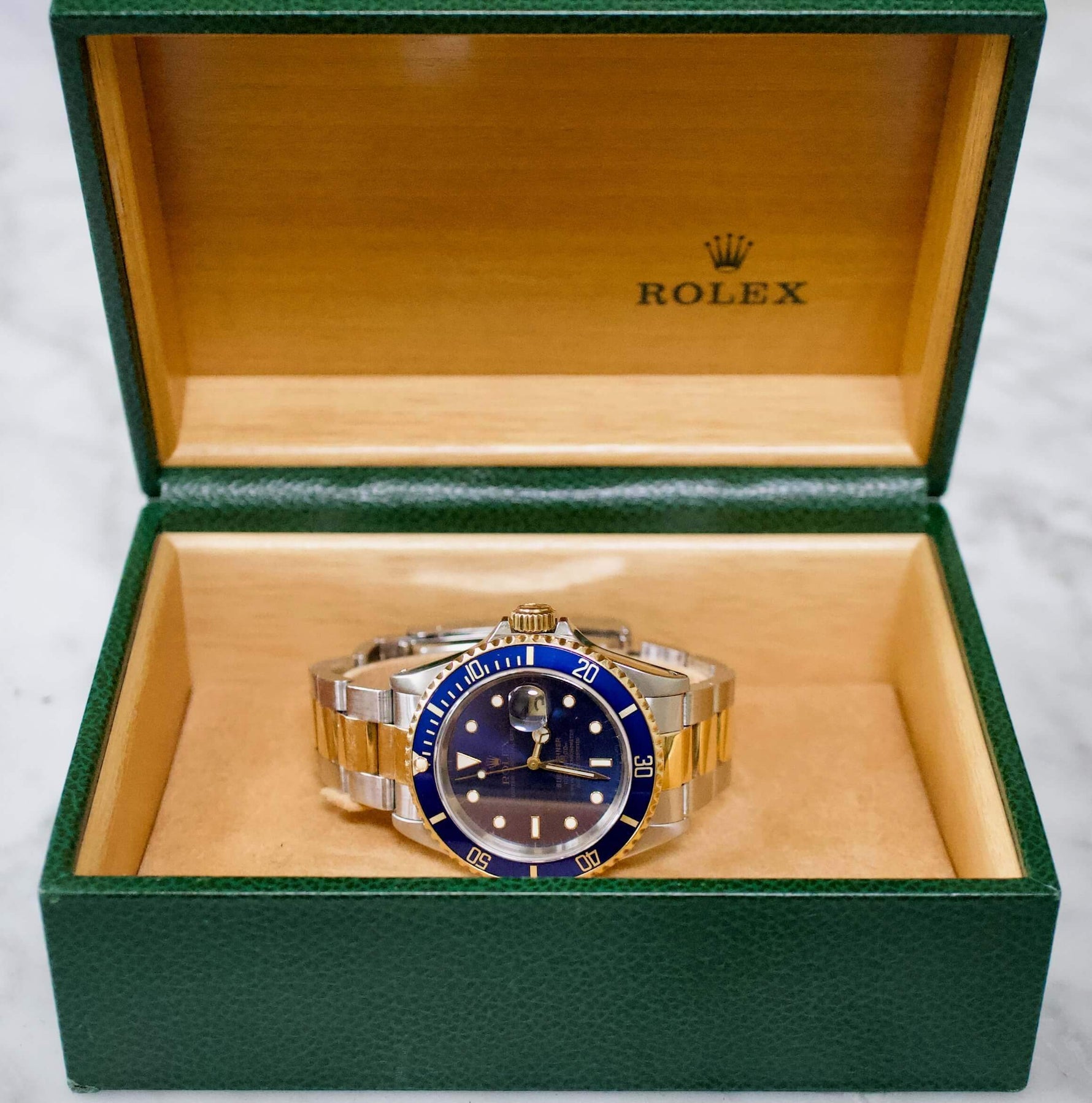 SOLD OUT: Rolex Submariner Date 16613 40MM 1993 Box 18K Yellow Gold and Steel - WearingTime Luxury Watches
