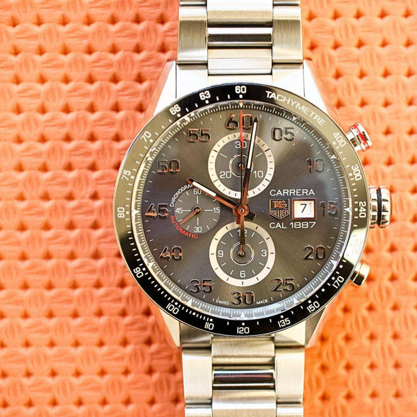 SOLD OUT: Tag Heuer Carrera Chronograph CAR2A11.BA0799 43MM Chronograph Calibre 1887 Graphite Dial Steel Papers Box