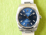 SOLDOUT: Rolex Oyster Perpetual 114200 34MM Blue Dial Oyster Bracelet Box and Papers 2020