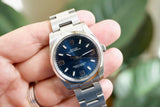 SOLDOUT: Rolex Oyster Perpetual 114200 34MM Blue Dial Oyster Bracelet Box and Papers 2020