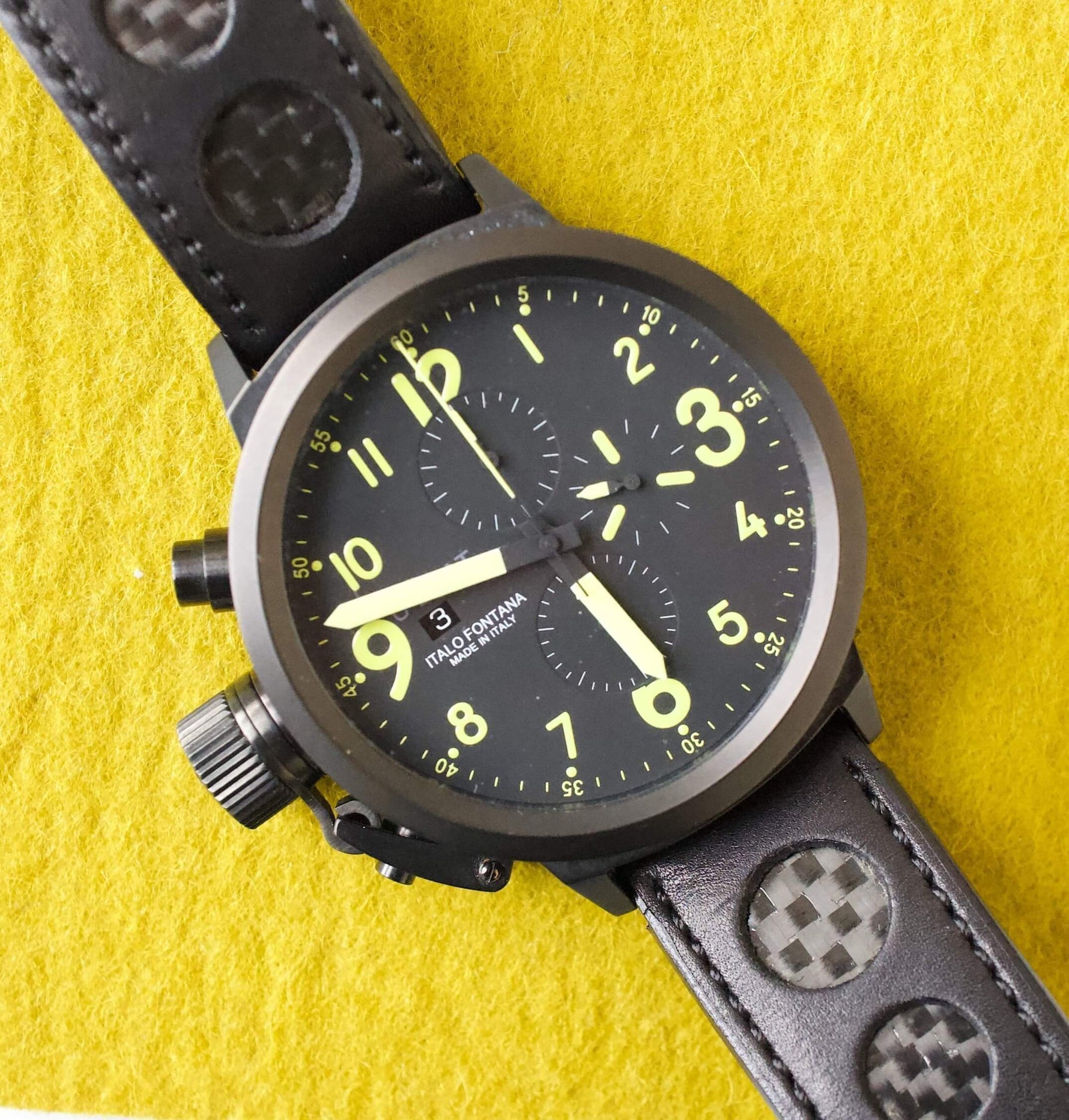 U-Boat Flightdeck 55MM Chronograph Left Handed Left Crown PVD Case - WearingTime Luxury Watches