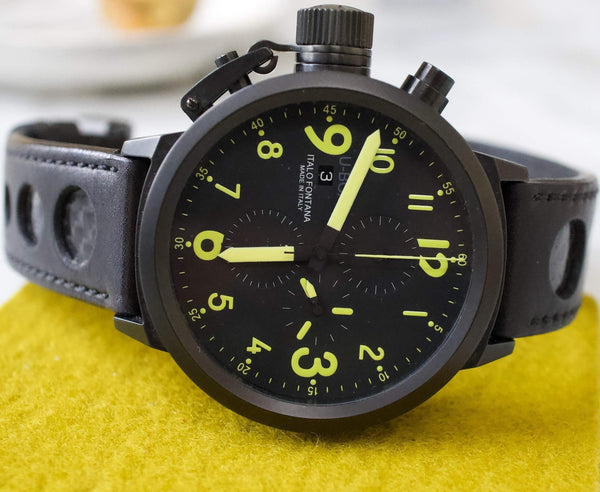 SOLDOUT: U-Boat Flightdeck 55MM Chronograph Left Handed Left Crown PVD Case