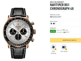 Breitling Navitimer 1 B01 Chronograph RB0137 46MM 18K Rose Gold Silver Dial New Box Papers 2024