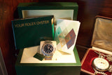 Pre-owned Rolex Oyster watch with official green box and documentation
