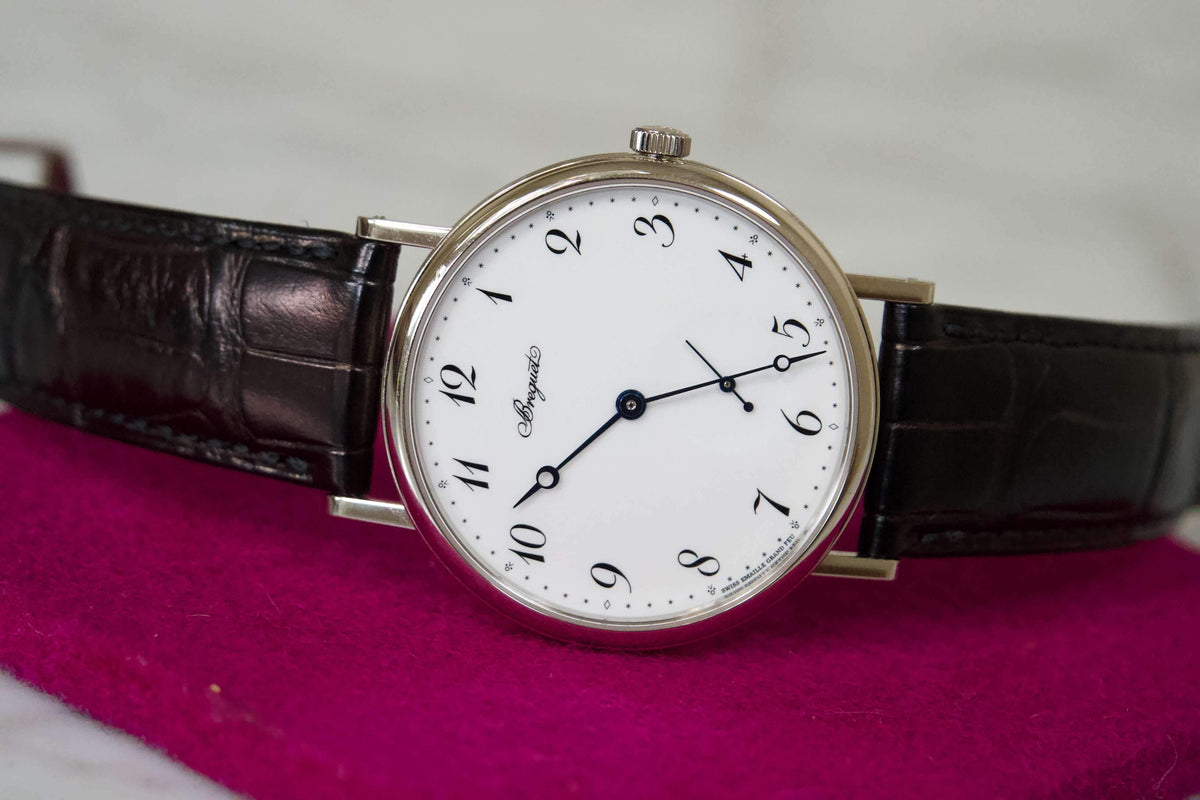 Breguet Classique Automatic Grand Feu Enamel Men's Watch 7147BB/29/9WU White Gold Papers - WearingTime Luxury Watches